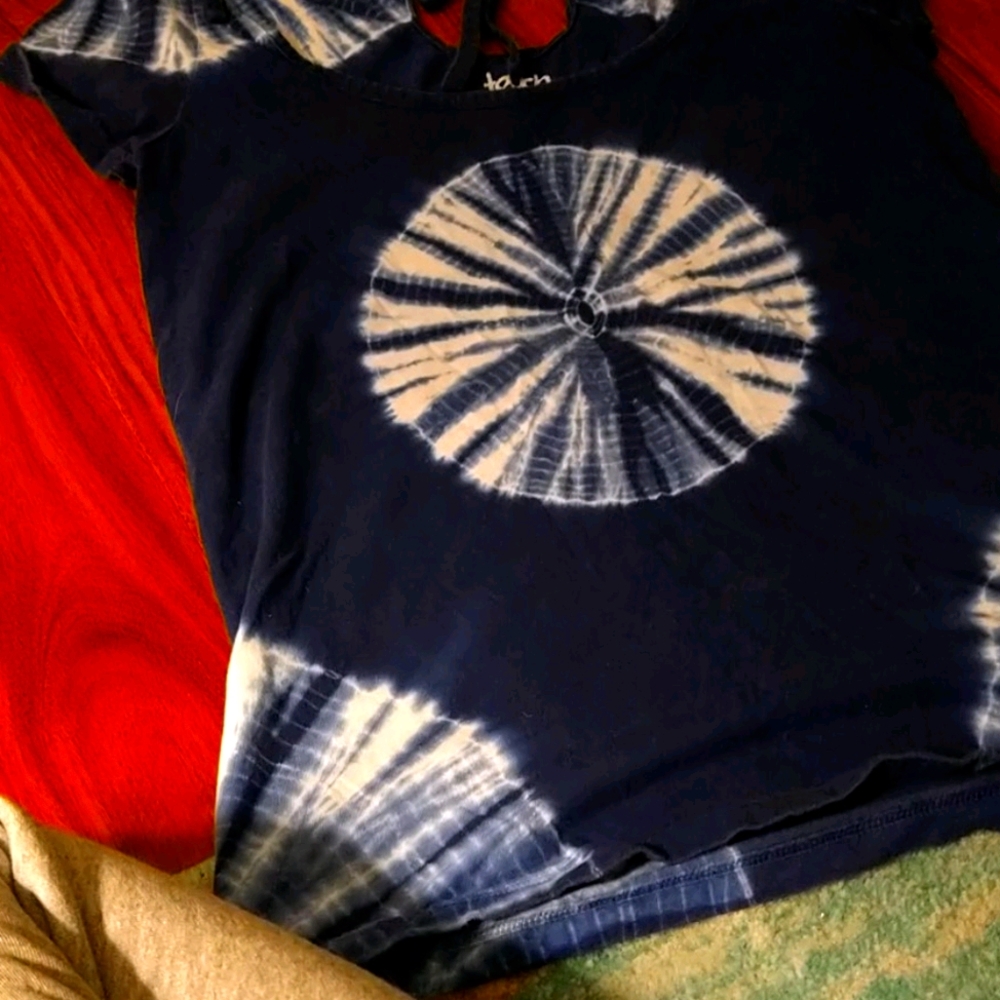 Blue and white kind of tie dye t-shirt